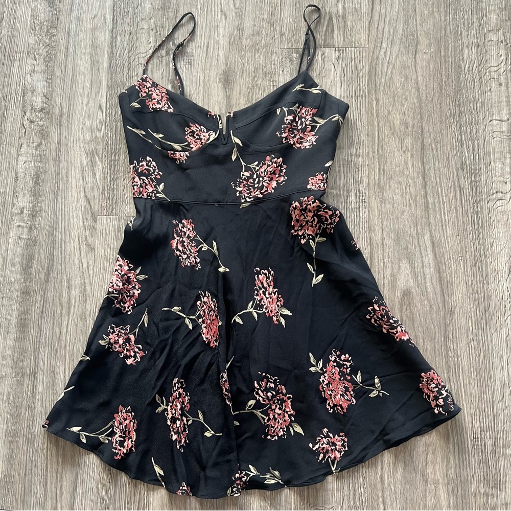 Nordstrom Black and Pink Floral Mini Dress